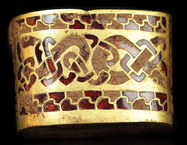 A photo of an early medieval sword fitting